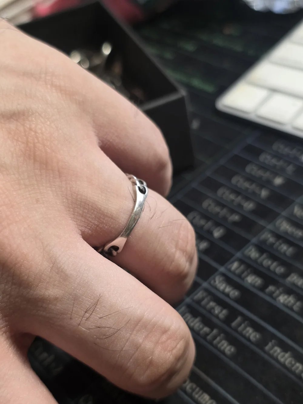 Sterling Silver Link Ring with Cuban Accent